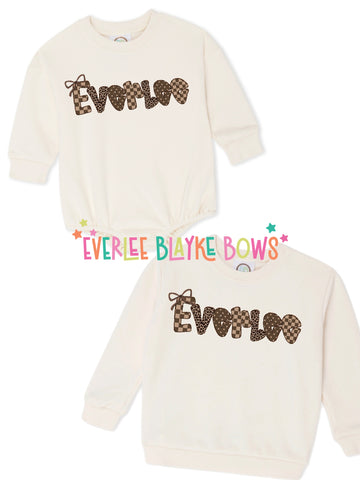 Toffee Checks Name Sweatshirt