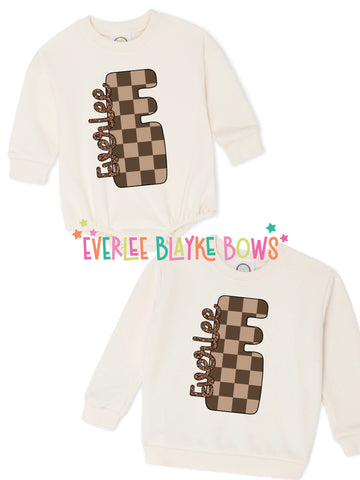 Toffee Checks Initial Sweatshirt