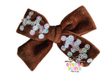 Football Sequin School Girl Bow